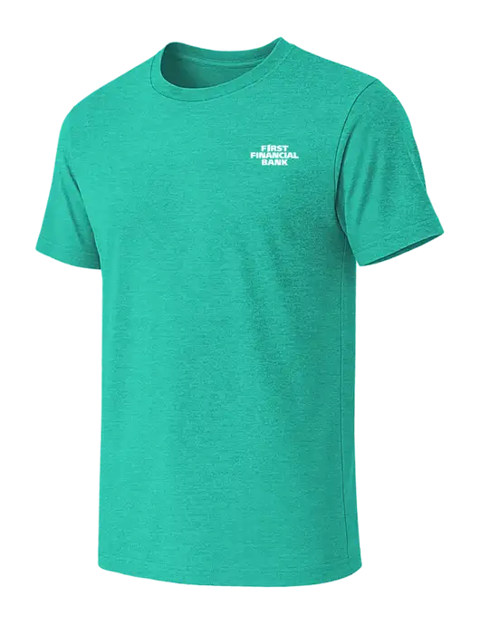 BELLA+CANVAS Heather Teal CVC Short Sleeve Tee w/First Financial Bank Logo
