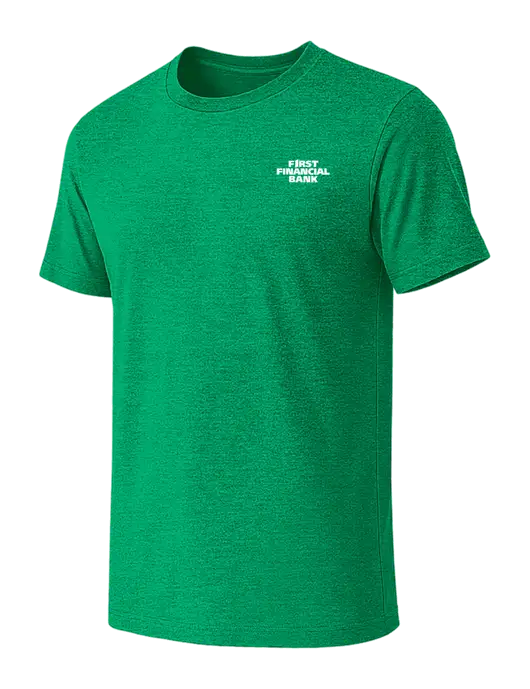 BELLA+CANVAS Heather Kelly Green CVC Short Sleeve Tee w/First Financial Bank Logo