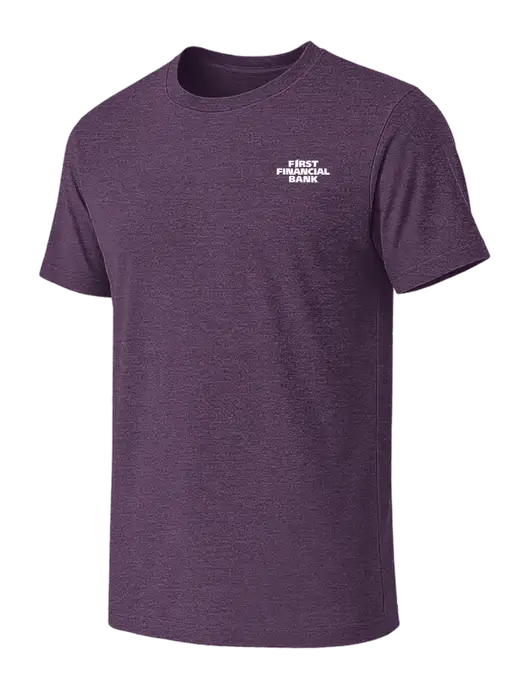 BELLA+CANVAS Heather Purple CVC Short Sleeve Tee w/First Financial Bank Logo