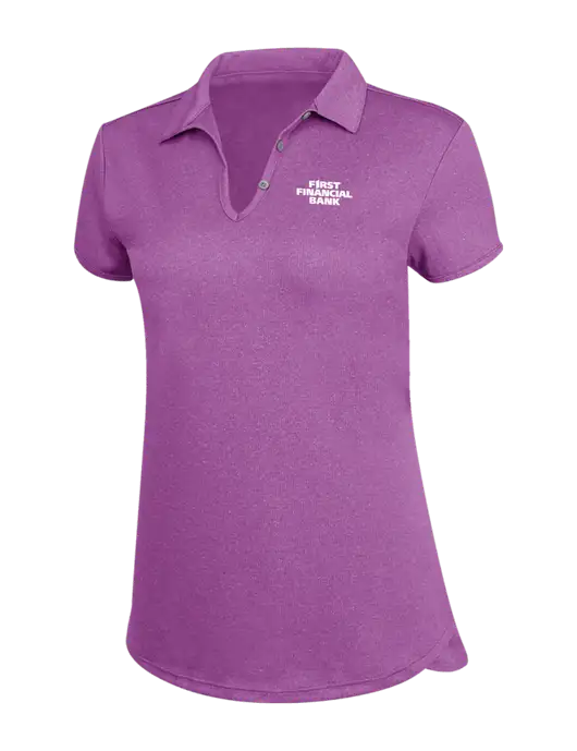 Womens Very Light Purple Trace Heather Polo w/First Financial Bank Logo
