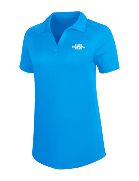 Womens Sapphire Blue Diamond Jacquard Polo w/First Financial Bank Logo