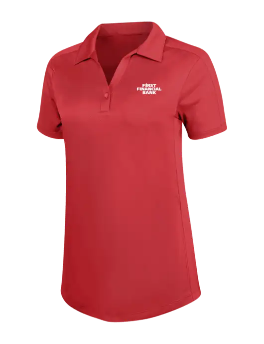 Womens Red Diamond Jacquard Polo w/First Financial Bank Logo
