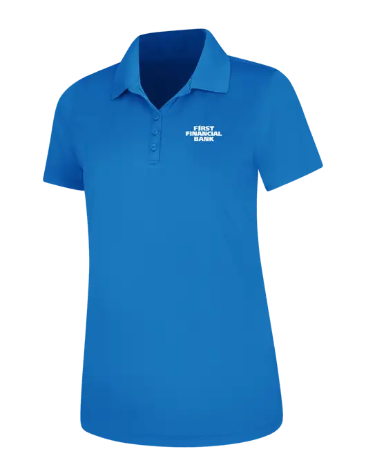 Light Royal Blue Womens Dry Zone UV Mesh Polo w/First Financial Bank Logo