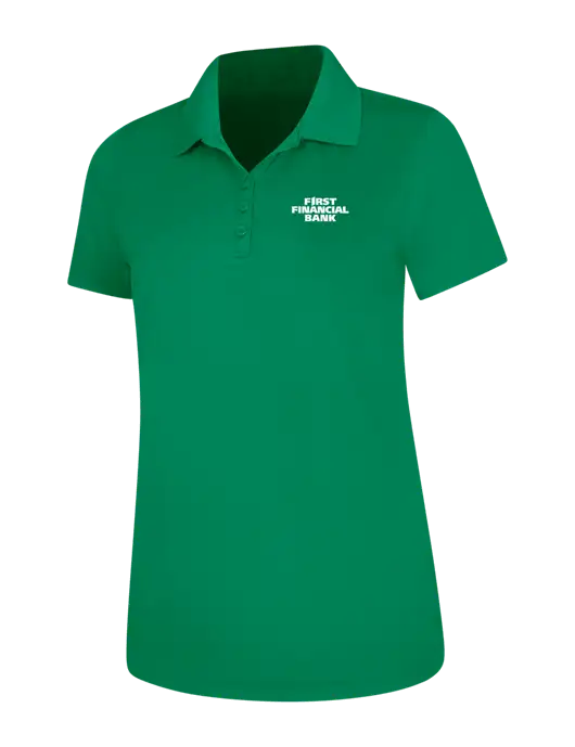 Kelly Green Womens Dry Zone UV Mesh Polo w/First Financial Bank Logo
