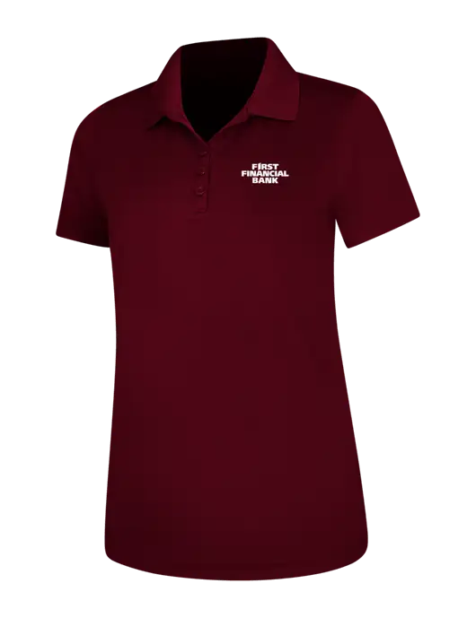 Maroon Womens Dry Zone UV Mesh Polo w/First Financial Bank Logo