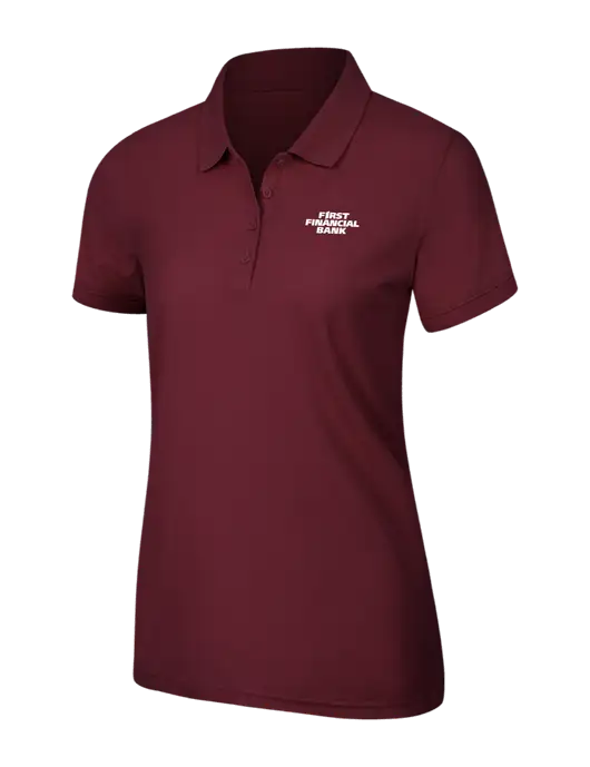 Maroon Womens Core Classic Pique Polo w/First Financial Bank Logo