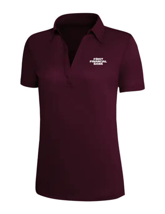 Maroon Silk Touch Womens Performance Polo w/First Financial Bank Logo