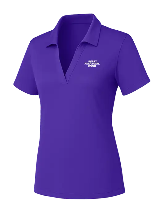 Womens Purple PosiCharge RacerMesh Polo w/First Financial Bank Logo