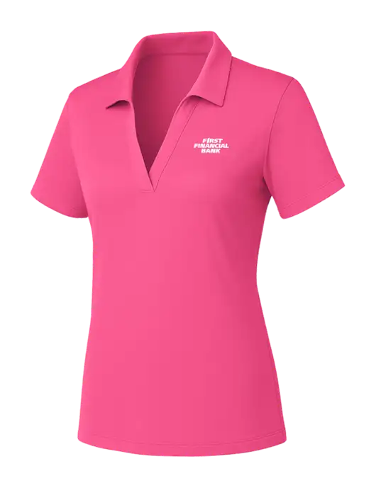 Womens Pink PosiCharge RacerMesh Polo w/First Financial Bank Logo