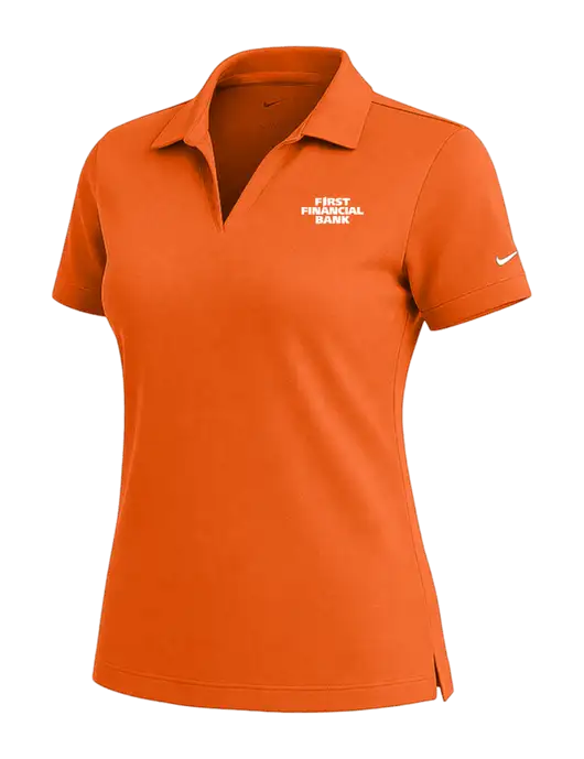 NIKE Orange Womens Dri-Fit Micro Pique Polo w/First Financial Bank Logo