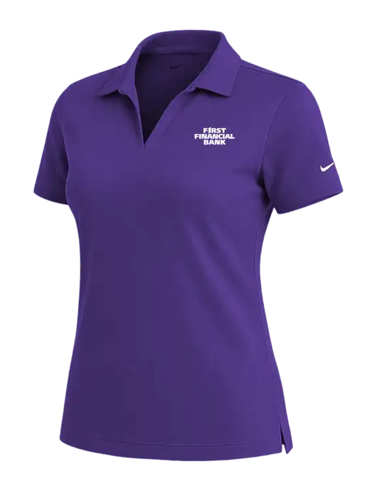 NIKE Purple Womens Dri-Fit Micro Pique Polo w/First Financial Bank Logo