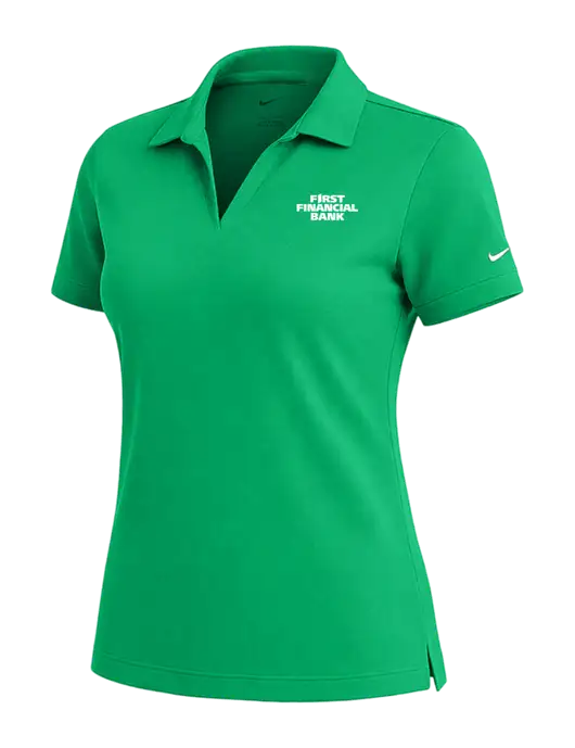 NIKE Kelly Green Womens Dri-Fit Micro Pique Polo w/First Financial Bank Logo