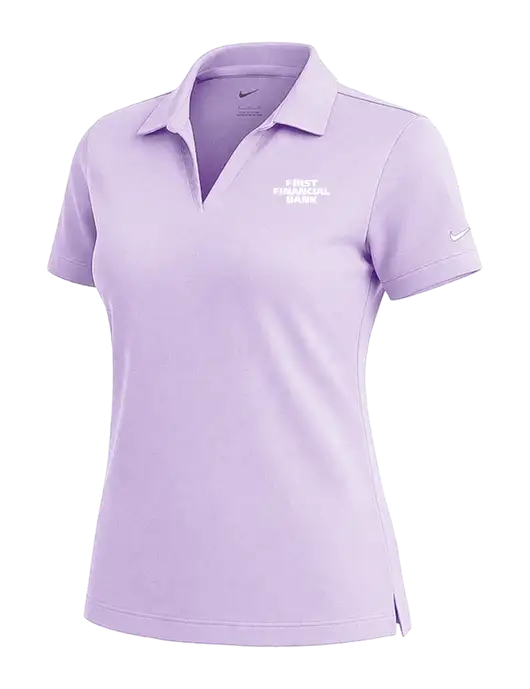 NIKE Light Purple Womens Dri-Fit Micro Pique Polo w/First Financial Bank Logo
