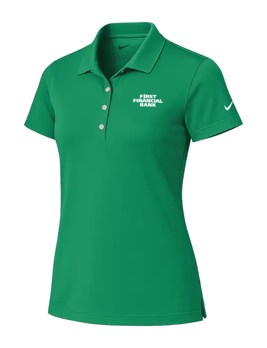 Nike Womens Kelly Green Tech Basic Dri-FIT Polo
 w/First Financial Bank Logo