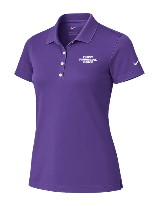 Nike Womens Purple Tech Basic Dri-FIT Polo
 w/First Financial Bank Logo
