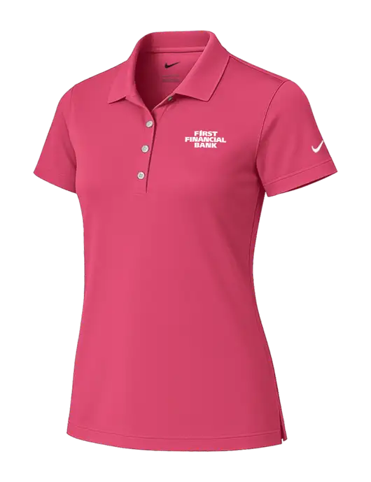 Nike Womens Dark Pink Tech Basic Dri-FIT Polo
 w/First Financial Bank Logo