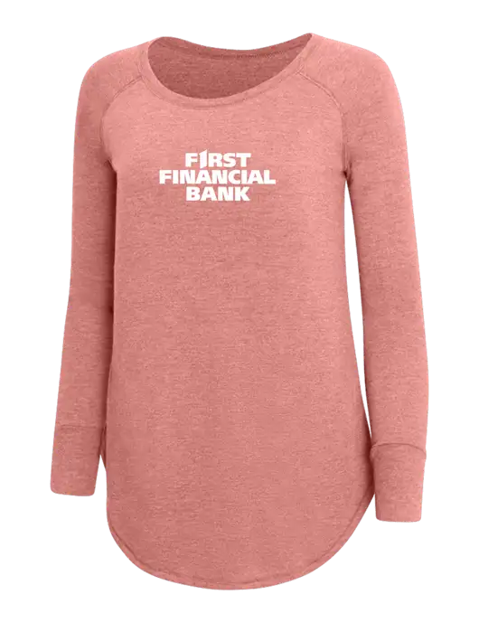 Womens Perfect Wide Collar Tunic Tri-Blend Blush Frost 4.5 oz T-Shirt w/First Financial Bank Logo