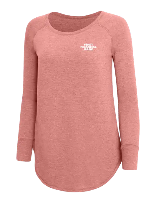 Womens Perfect Wide Collar Tunic Tri-Blend Blush Frost 4.5 oz T-Shirt w/First Financial Bank Logo