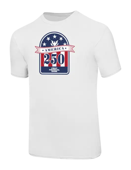 Ring Spun White 4.5 oz T-Shirt w/America 250 Tablet Logo