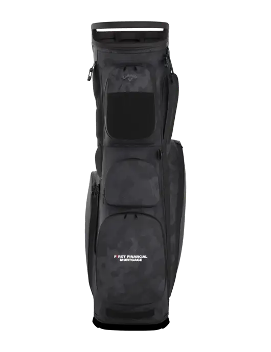 Callaway Fairway 14 Black/Camo Stand Golf Bag w/First Financial Mortgage Logo