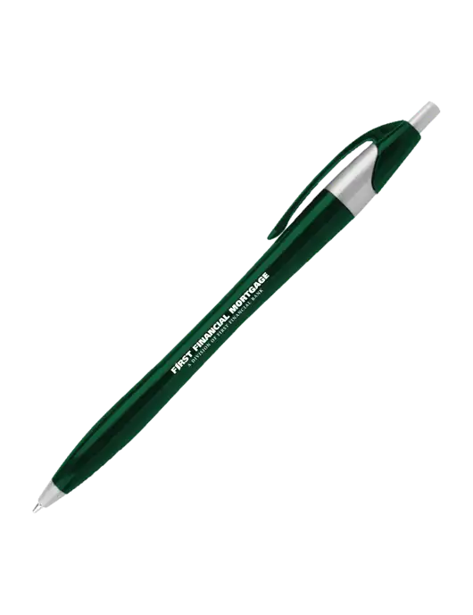 Novella Dark Green/Silver Corporate Pen - Blue Ink w/First Financial Mortgage Logo