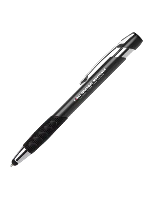 Alize Dark Grey Stylus Black Ink Pen w/First Financial Mortgage Logo