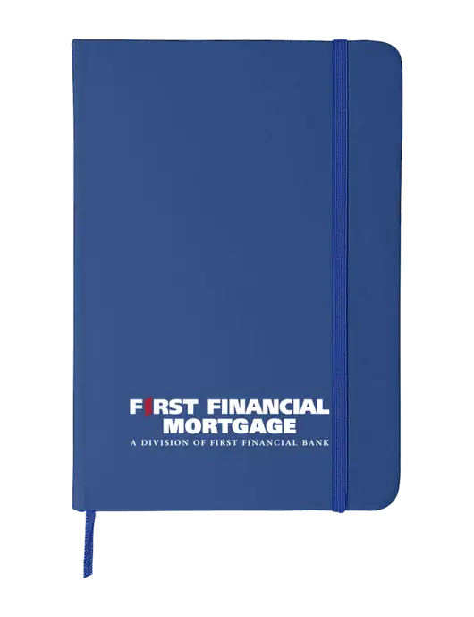 Dark Royal Blue Comfort Touch Bound Journal 5" X 7" w/First Financial Mortgage Logo