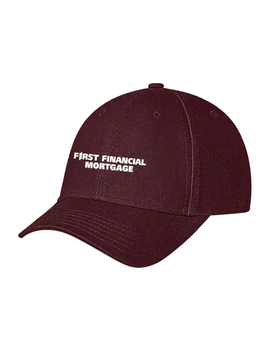 Maroon Structured Soft Snap Closure Hook & Loop Cap w/First Financial Mortgage Logo