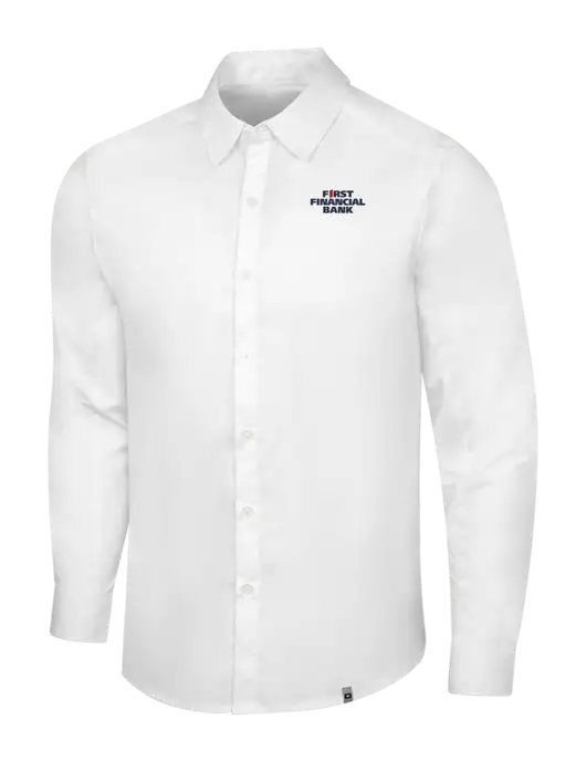 OGIO White Commuter Woven Shirt w/First Financial Bank Logo