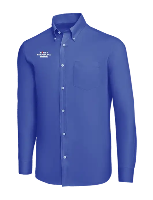 Brooks Brothers Dark Royal Wrinkle-Free Stretch Nailhead Shirt w/First Financial Bank Logo