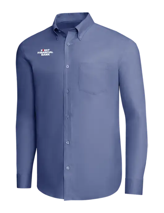 Brooks Brothers Light Navy Wrinkle-Free Stretch Pinpoint Shirt w/First Financial Bank Logo