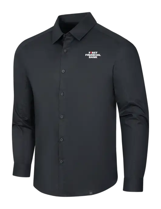 OGIO Black Commuter Woven Shirt w/First Financial Bank Logo
