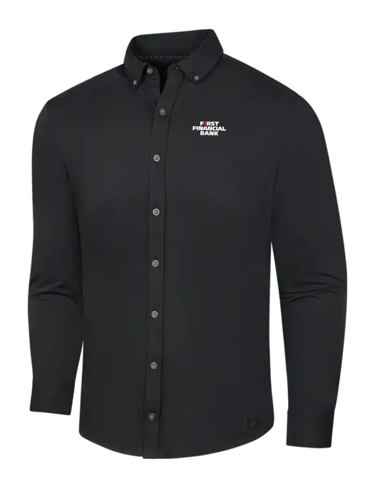 OGIO Blacktop Modern Code Stretch Button-Up Shirt w/First Financial Bank Logo