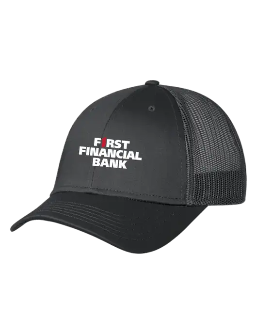 Charcoal Mesh Trucker Cap Snap Back w/First Financial Bank Logo