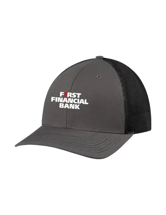 Richardson Adjustable Snapback Original 112 Trucker Cap Dark Grey w/Black Mesh w/First Financial Bank Logo