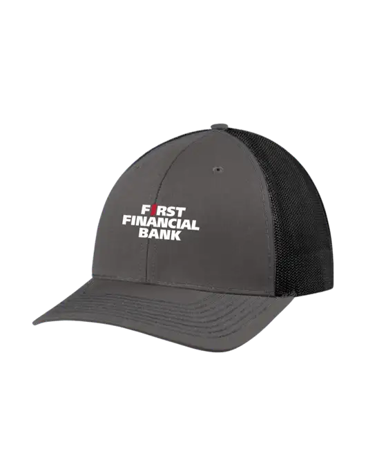 Richardson Adjustable Snapback Original 112 Trucker Cap Dark Grey w/Black Mesh w/First Financial Bank Logo