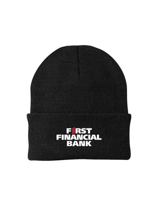 Black Knit Cap w/First Financial Bank Logo