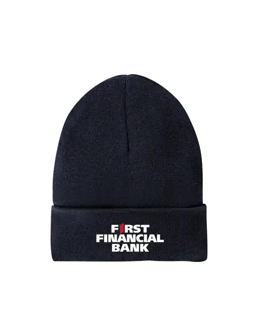 Recycled True Navy Beanie w/First Financial Bank Logo