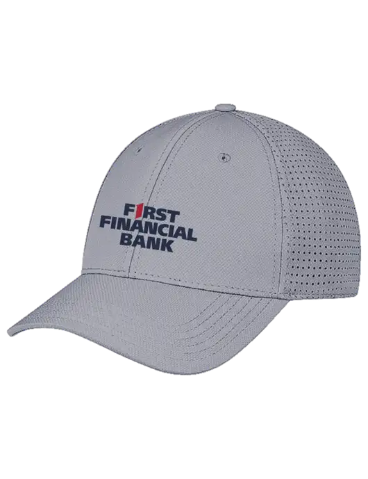 Grey Performance Stretchable Cap Hook & Loop w/First Financial Bank Logo