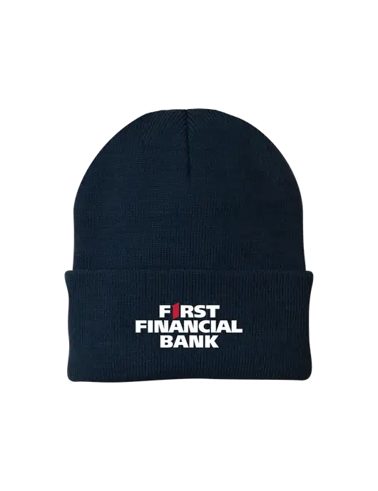 Navy Knit Cap w/First Financial Bank Logo