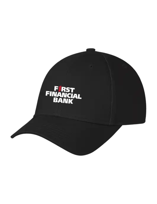 Black Structured Cap Hook & Loop w/First Financial Bank Logo