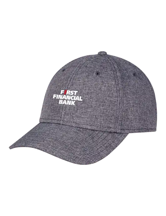 Heather Charcoal Structured Linen Look Cap Hook & Loop w/First Financial Bank Logo