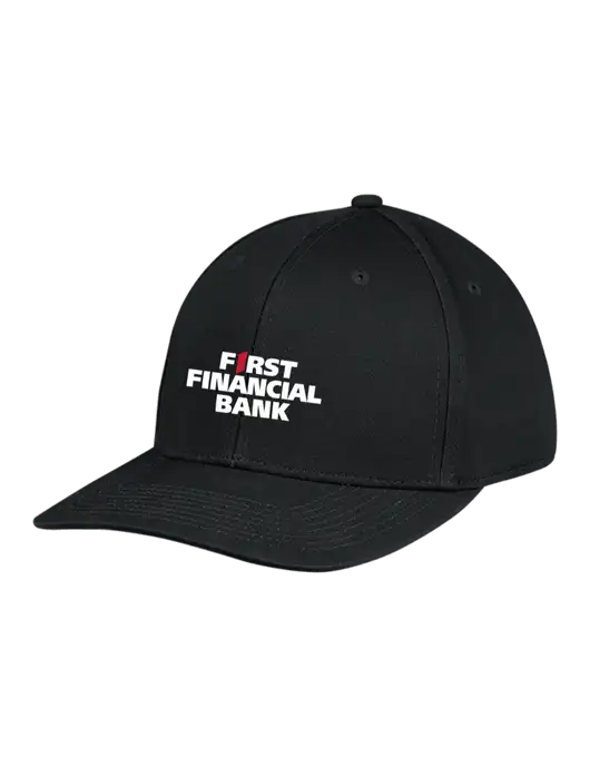 Premium Modern Structured Twill Black Snapback Cap w/First Financial Bank Logo