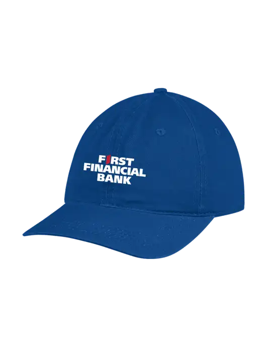 Garment Washed Unstructured Twill Royal Cap w/First Financial Bank Logo