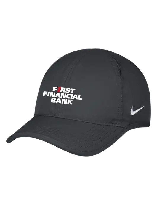 Nike Charcoal Featherlight Cap w/First Financial Bank Logo