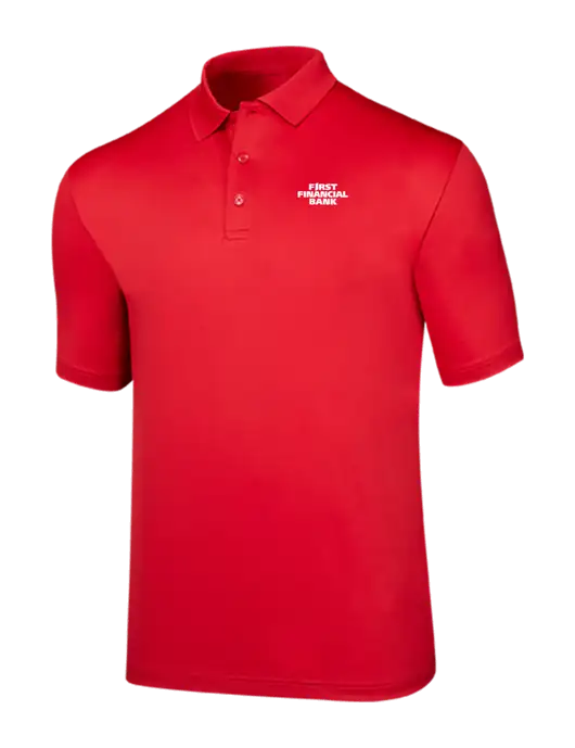Callaway Opti-Dri Red Chev Polo w/First Financial Bank Logo