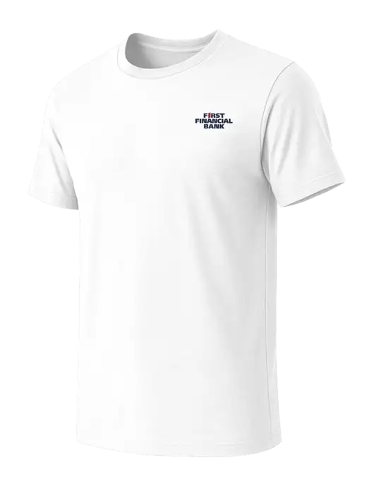 BELLA+CANVAS White Blend CVC Short Sleeve Tee w/First Financial Bank Logo