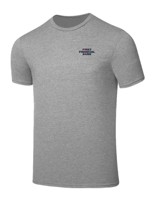 Seriously Soft Light Heather Grey T-Shirt w/First Financial Bank Logo