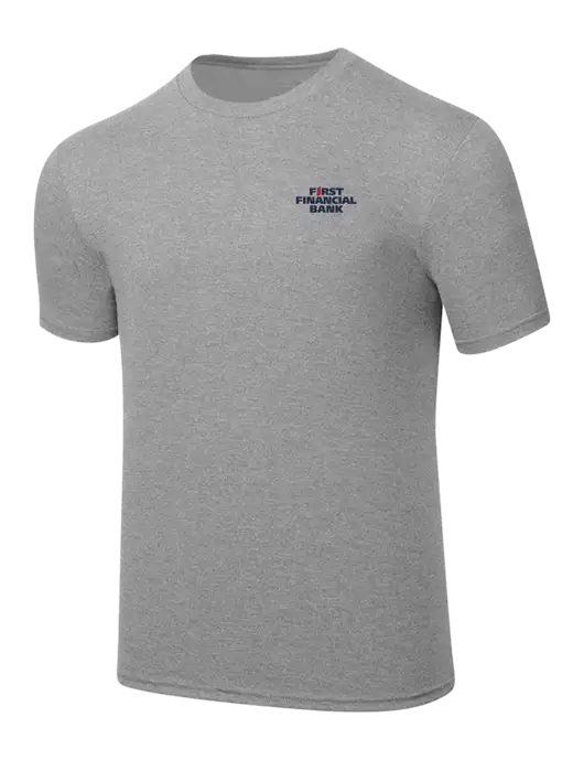 Simply Soft Heathered Light Grey 4.5oz  Poly/Combed Ring Spun Cotton T-Shirt w/First Financial Bank Logo