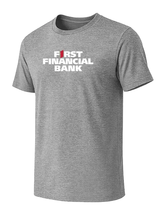 BELLA+CANVAS Heather Grey CVC Short Sleeve Tee w/First Financial Bank Logo
